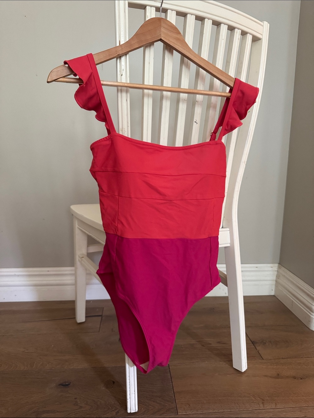 summersalt Coral & Magenta Ruffle-Strap Colorblock One-Piece